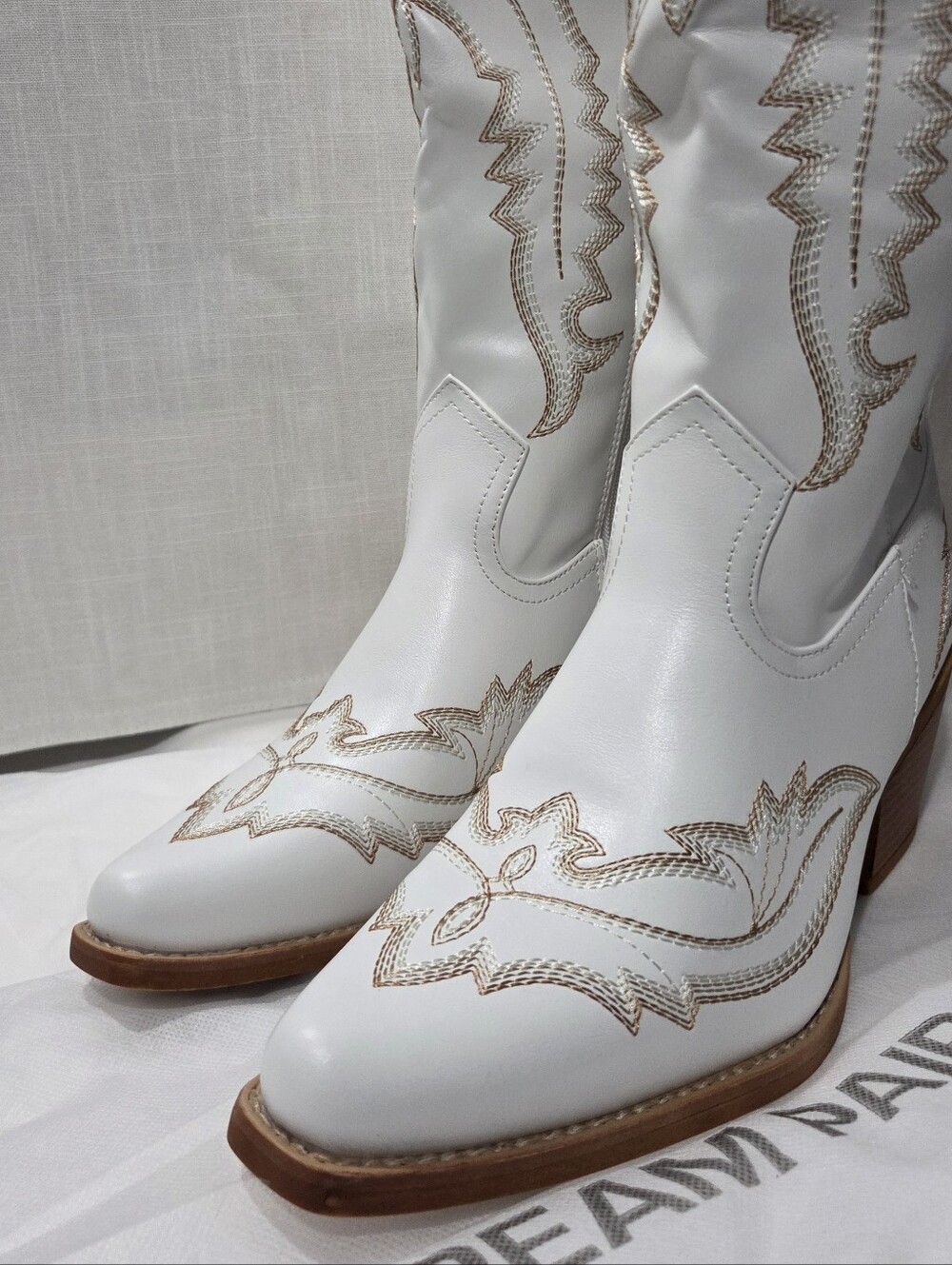 White Western Embroidered Knee-High Boots (New)